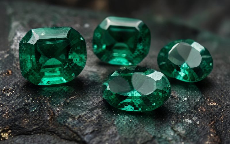 Esmeraldas naturales sueltas en diferentes cortes y tamaños
